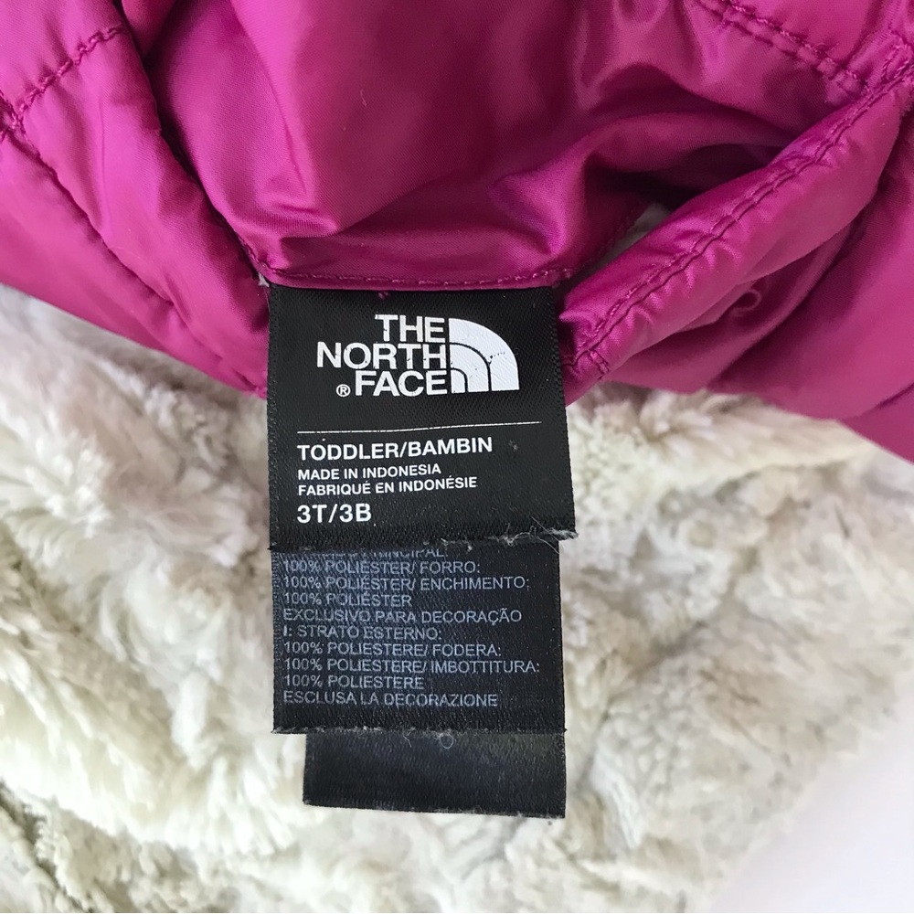 THE NORTH FACE Mossbud Swirl Reversible Hooded Puffer Jacket Dark Pink - Picture 12 of 15